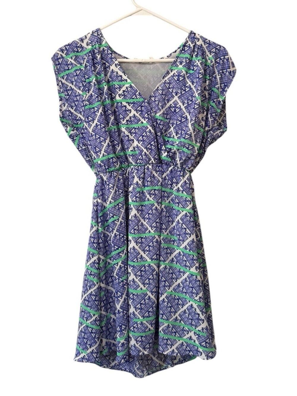 Lush Women Mini Dress Size XS Colorful Lined Stretch V Neck Beach‎ Preppy Chic